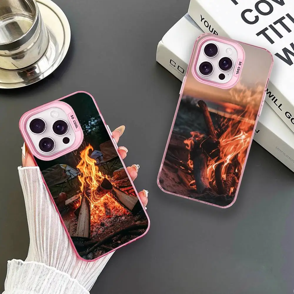 

Bonfire Phone Case For iPhone 16,15,14,13,12,11,Mini,Pro,MAX Pink Matte Shockproof Cover