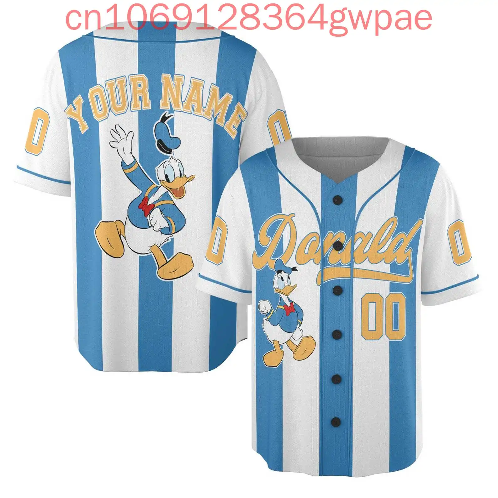 Custom ชื่อ Donald Duck เสื้อเบสบอลผู้ชายผู้หญิงเด็กเสื้อเบสบอลลําลองเสื้อเบสบอลแฟชั่นเสื้อแขนสั้น