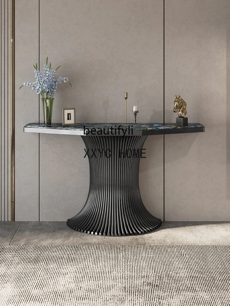 Italian Simple Luxury Black-Capped Kingfisher Natural Luxury Stone Hallway Modern Home Creative High-End Console