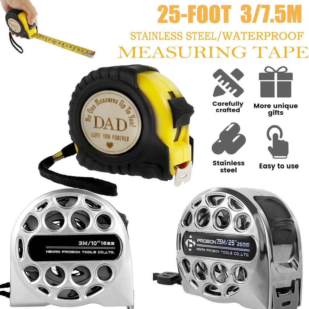 

Tape Measure 3/7.5M Steel Retractable Ruler Woodworking Measuring Tools Metric Tape for Dad 25ft Dad Tape Measure Gift Creative