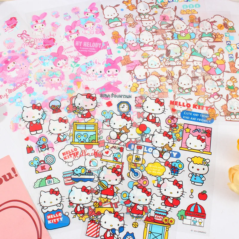 12 Styles Sticker Kuromi Hellokitty Diy Diary Stationery Sticker Album Stick Label  Waterproof Lovable Decorative Stickers