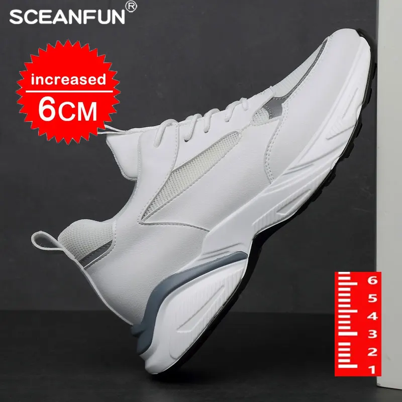 Men Sneakers Elevator Shoes Heightening Height Increase Insole 6CM High Heels Shoes Sport Shoes Board shoes lift height