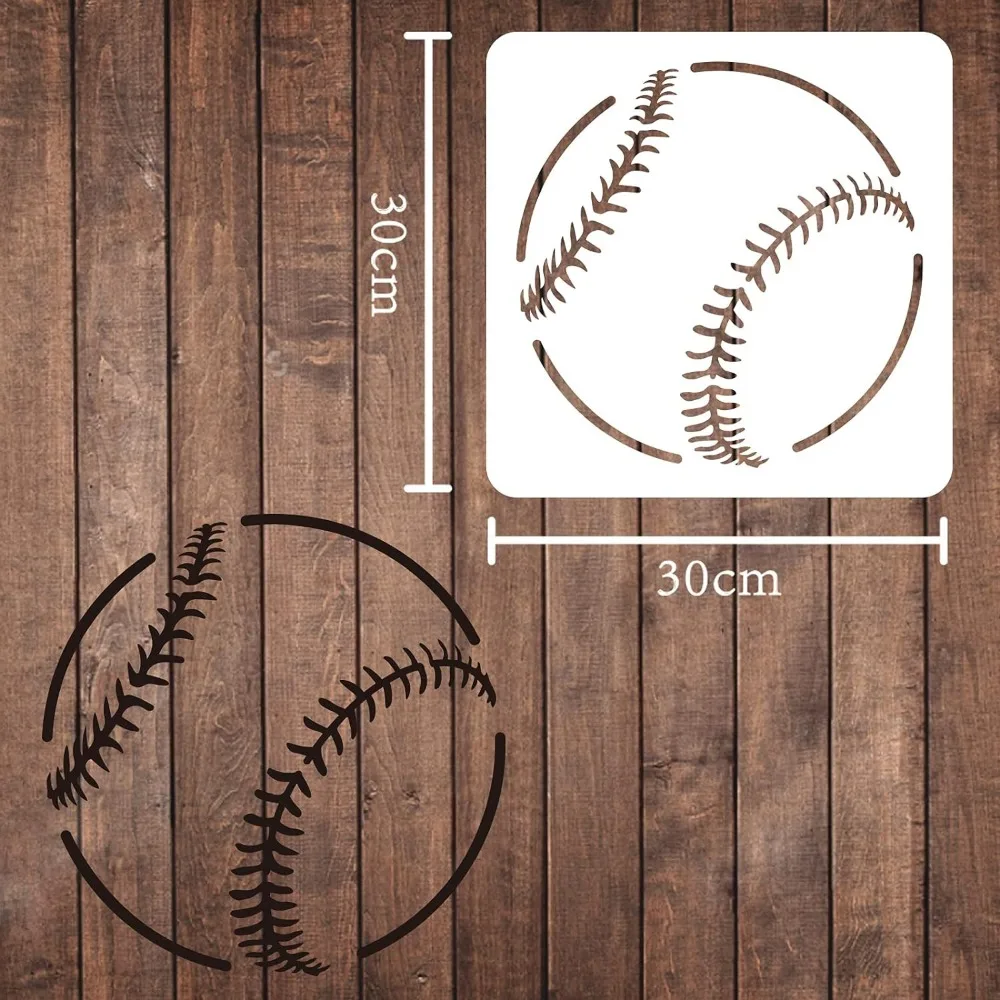 Baseball Stencil 11.8x11.8 inch Large Ball Sports Stencil Reusable Stencil Template Plastic Ball Painting Stencils Create DIY