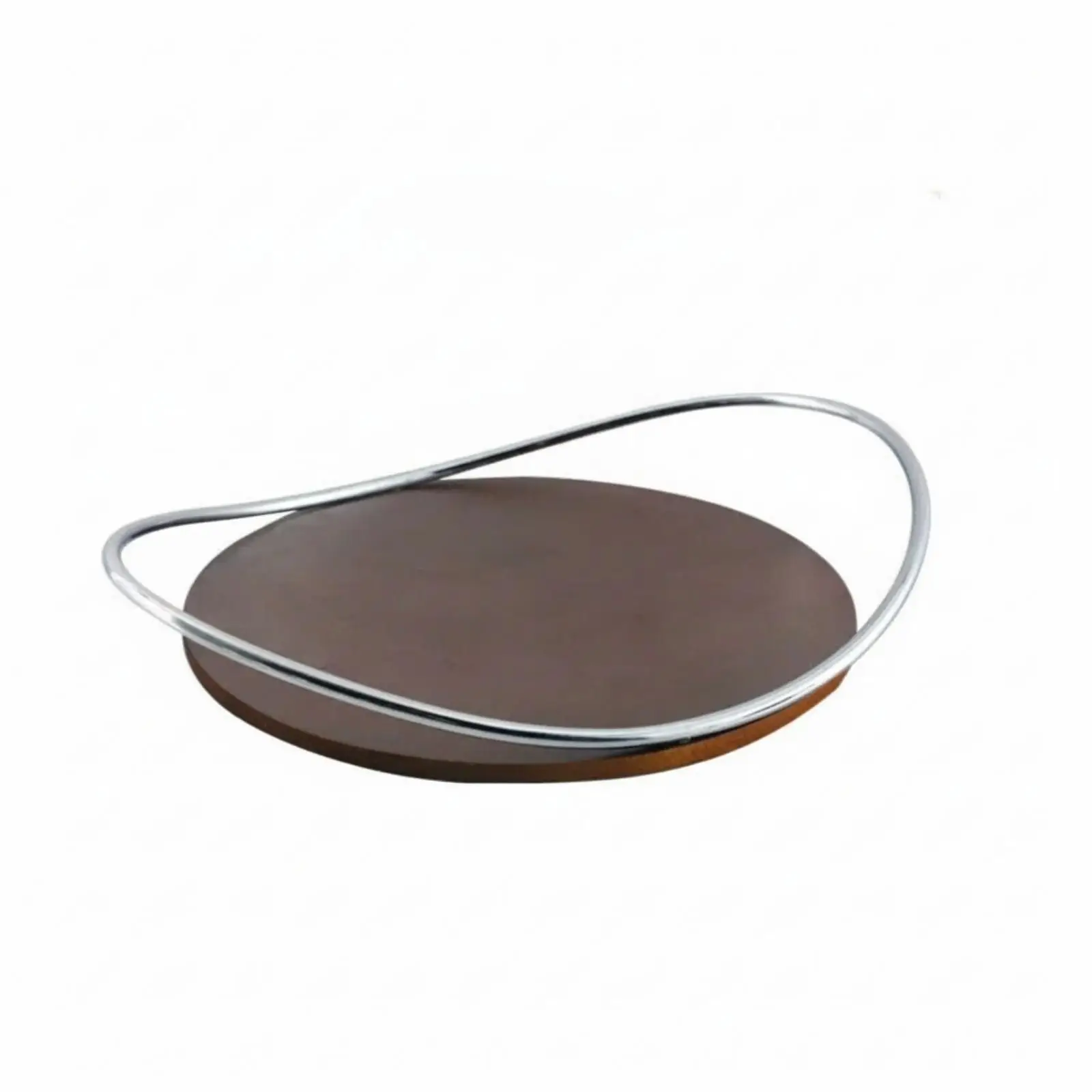 Oval Industrial Wood Stainless Steel Tray with Raised Handle Frame Decorative Serving Tray for Keys Candles Home Decor
