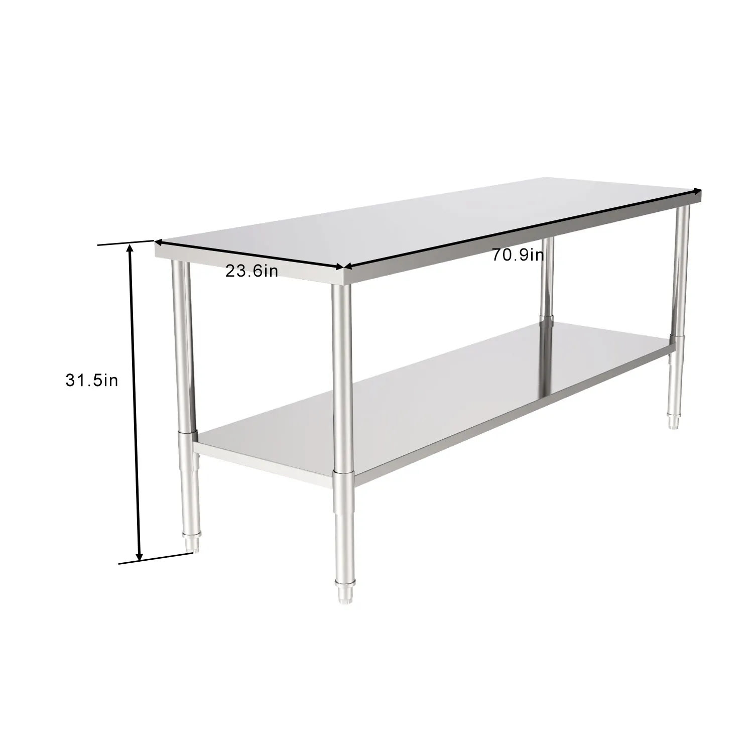 Stainless Steel Galvanized Work Table High Quality Durable Material 4 Sizes Without Back Board[US-Stock]