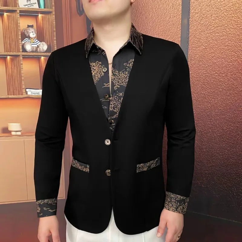 

Осенне-зимняя легкая роскошная мужская куртка-кардиган из двух предметов, модная модная красивая рубашка с длинными рукавами