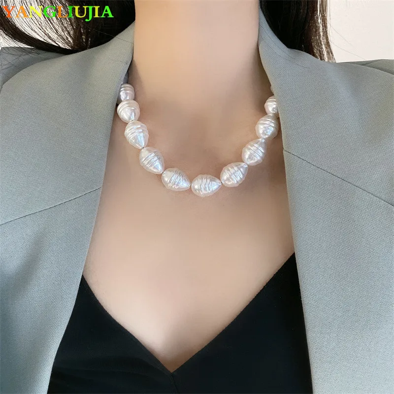 Baroque Pearls Necklace European And American Style Personality Fashion Chain Of Clavicle Ms Girl Travel Wedding Accessories