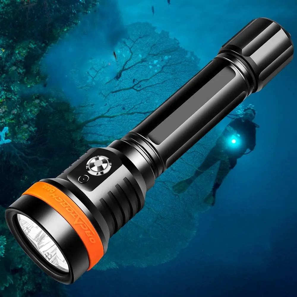 ORCATORCH D850 Professional Scuba Diving Flashlight Lamp Underwater Lantern 26650 Rechargeable 2500 Lumen LED Primary Dive Light