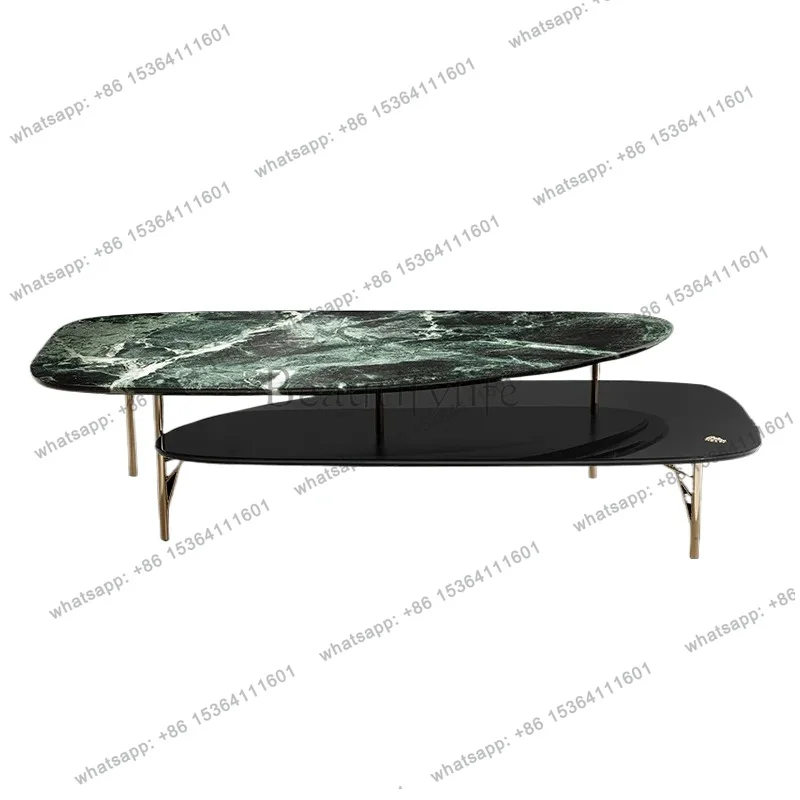 

Light luxury post-modern special-shaped coffee table designer creative coffee table green stone living room furniture