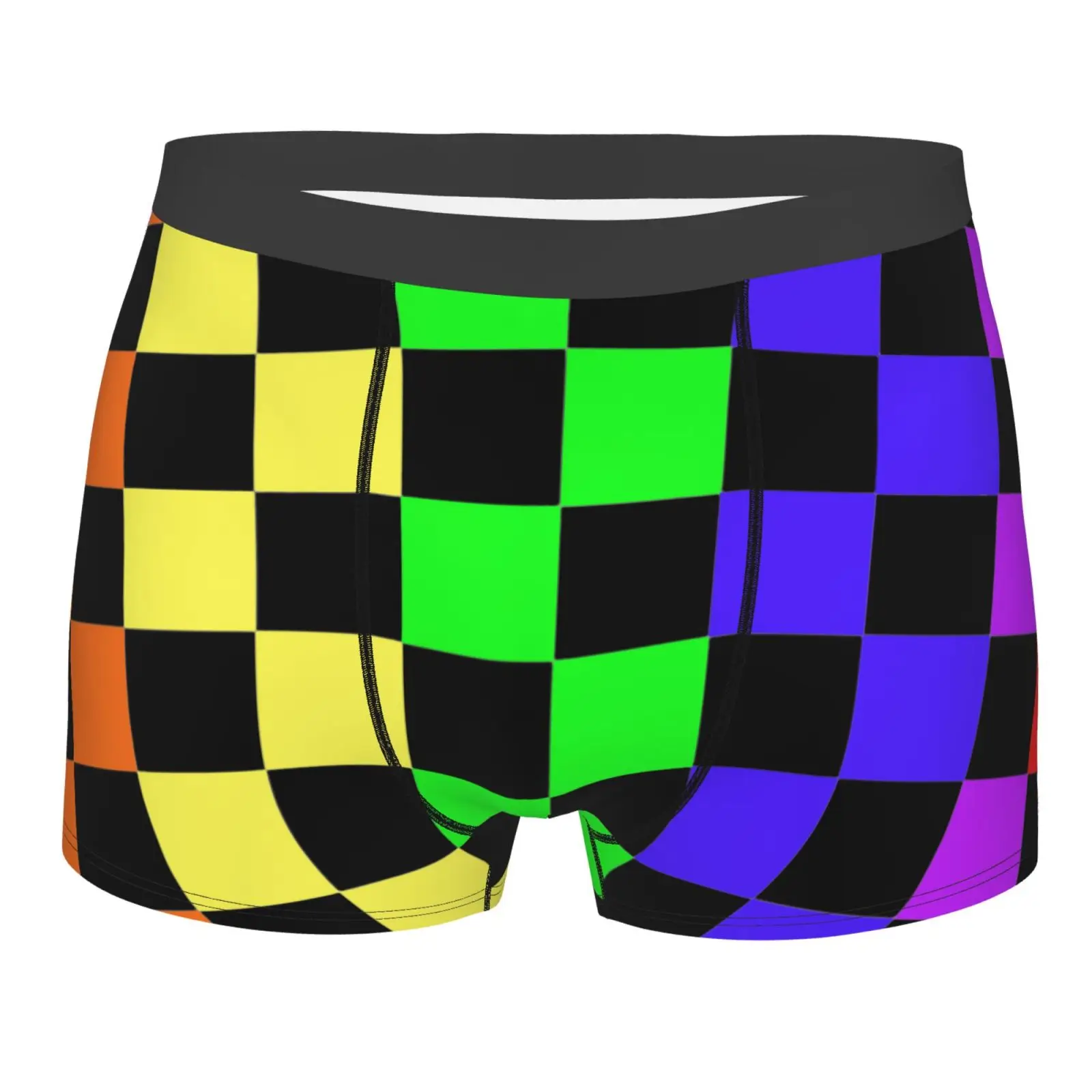 Rainbow Grid Pattern Print Men Underwear Boxers Breathable Mens Boxershorts Men's Panties Underpants Man Boxers Briefs Trunks