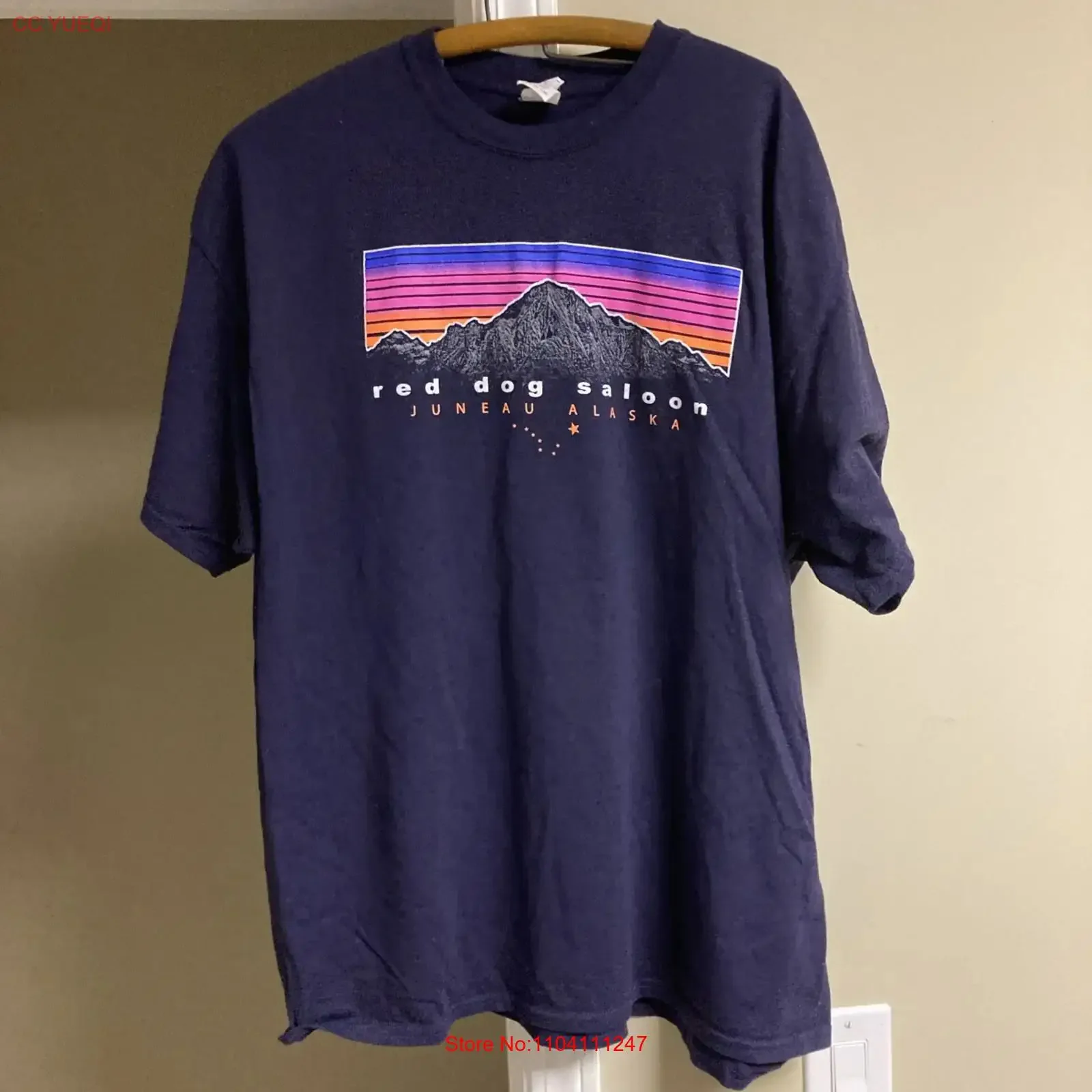 Y2K Classy Red Dog Saloon T Shirt Juneau Alaska Navy Blue Size XXL EUC vintage Washed Top For Everyday Wear Comfortable