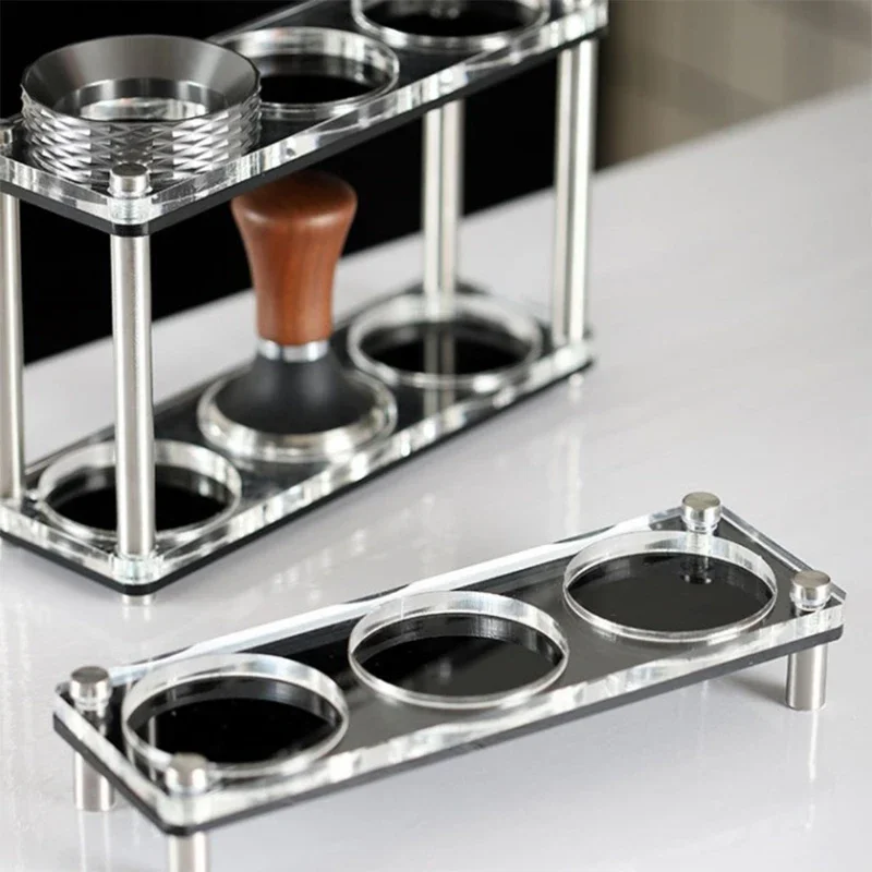Acrylic Tamping Station Coffee Portafilter Rack Tamper Holder Distributor Holder Station for 51/53/58mm Coffee Accessories