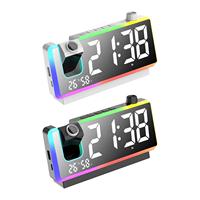 Projection Alarm Clock Two Alarms 180 Rotatable Projector Rechargeable