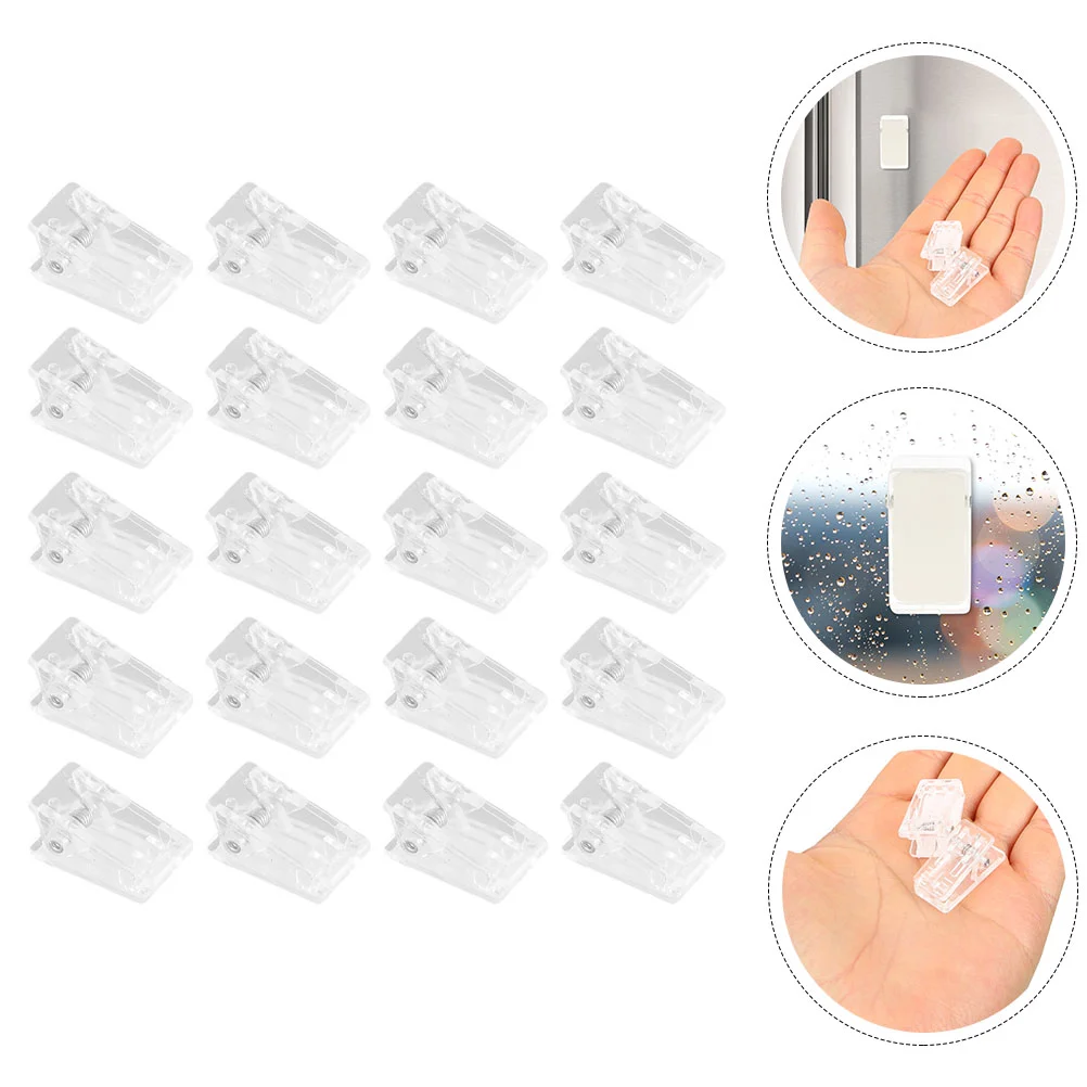 20 Pcs Badge Clip Transparent Photo Folder Wall Clips Documents Plastic Clear Spring