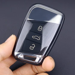 New Transparent Soft TPU Car Key Case Cover Bag for VW Volkseagen Passat B8 Magotan for Skoda Superb A7 Kodiaq Seat Shell Fob