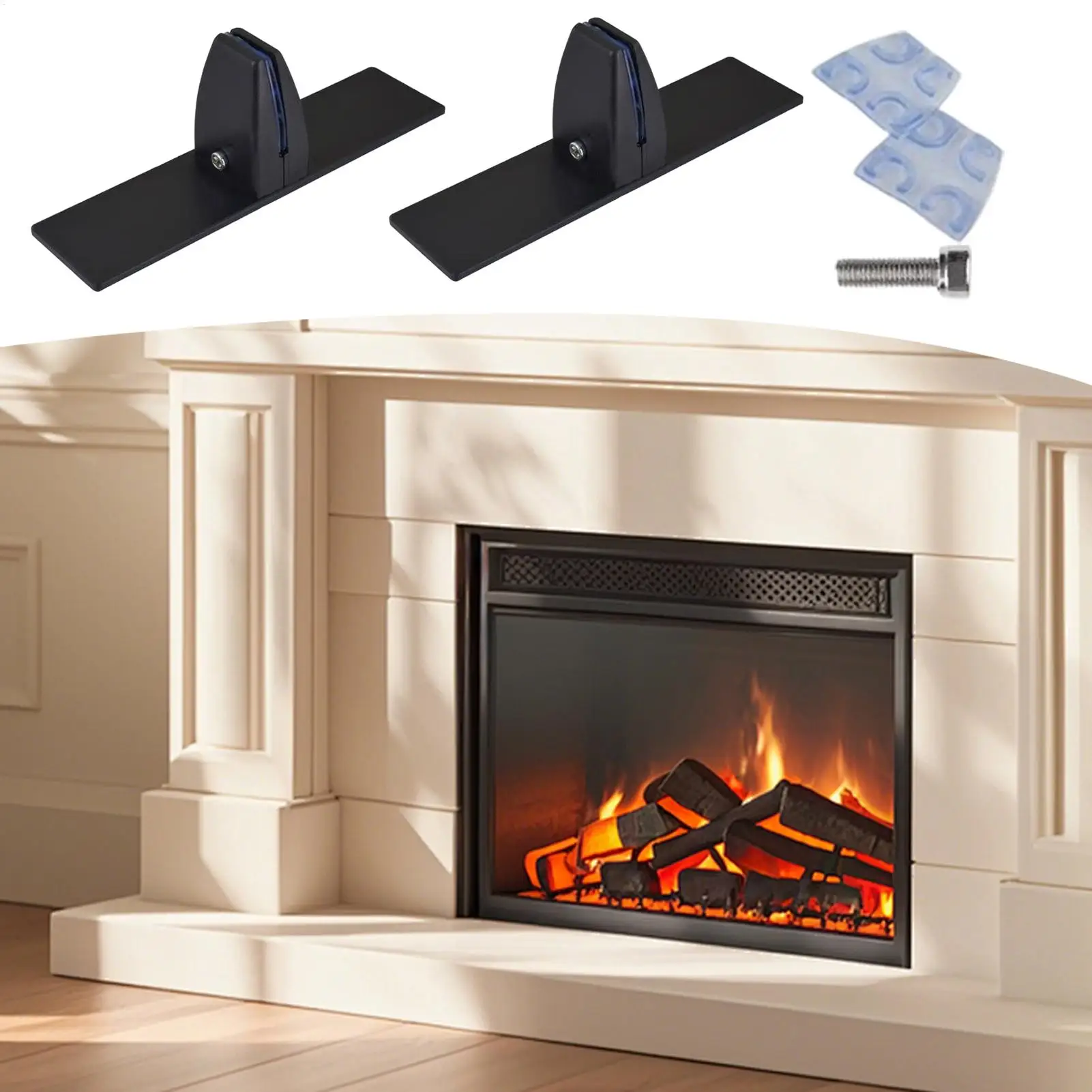 

Fireplace Screen Holder Brackets Feet Heavy Duty 2 Pieces Stands With Adjustable Clips Fireplace Metal Base Bracket For Winter