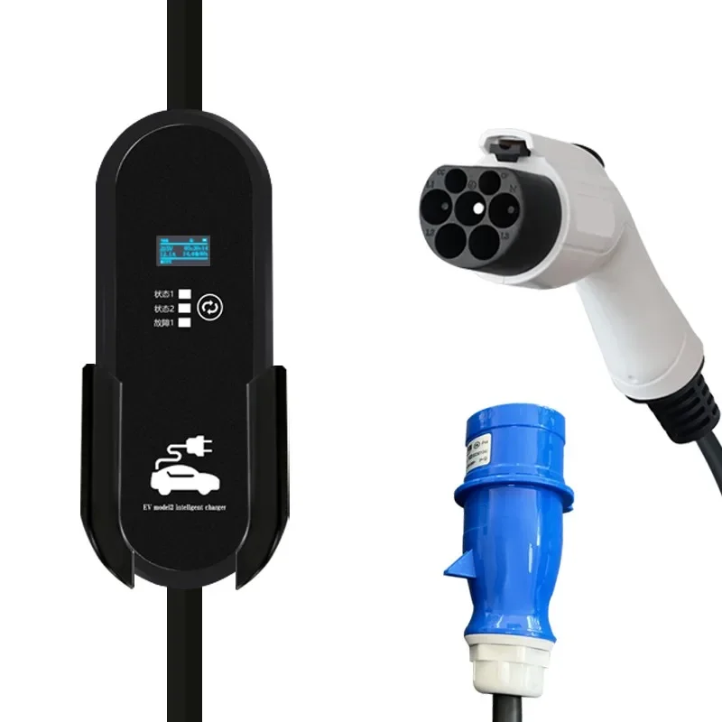 GBT Car Charger 32A Single Phase 7.2KW Timing Protable EV Charger Current Adjustable Electric Vehicle Charging Station 5M Cable