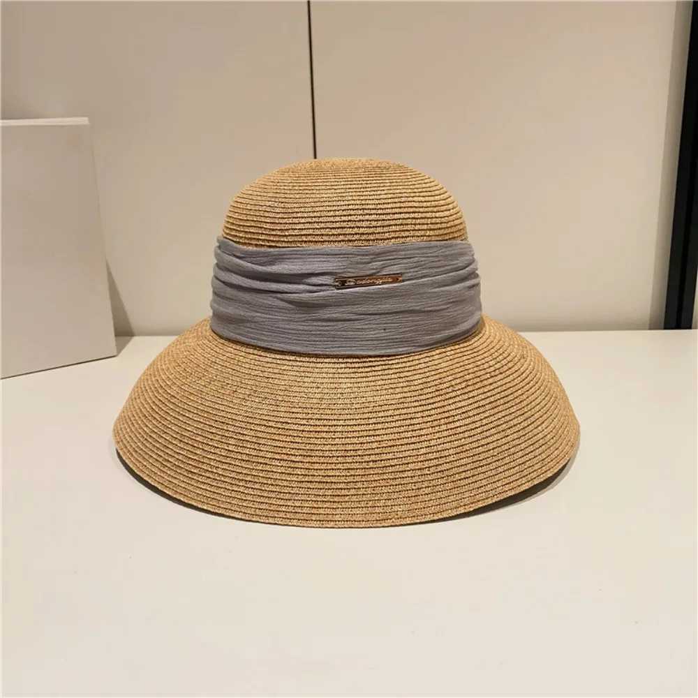Spring and summer vacation straw hat, large eave sun protection beach hat, foldable sun protection hat