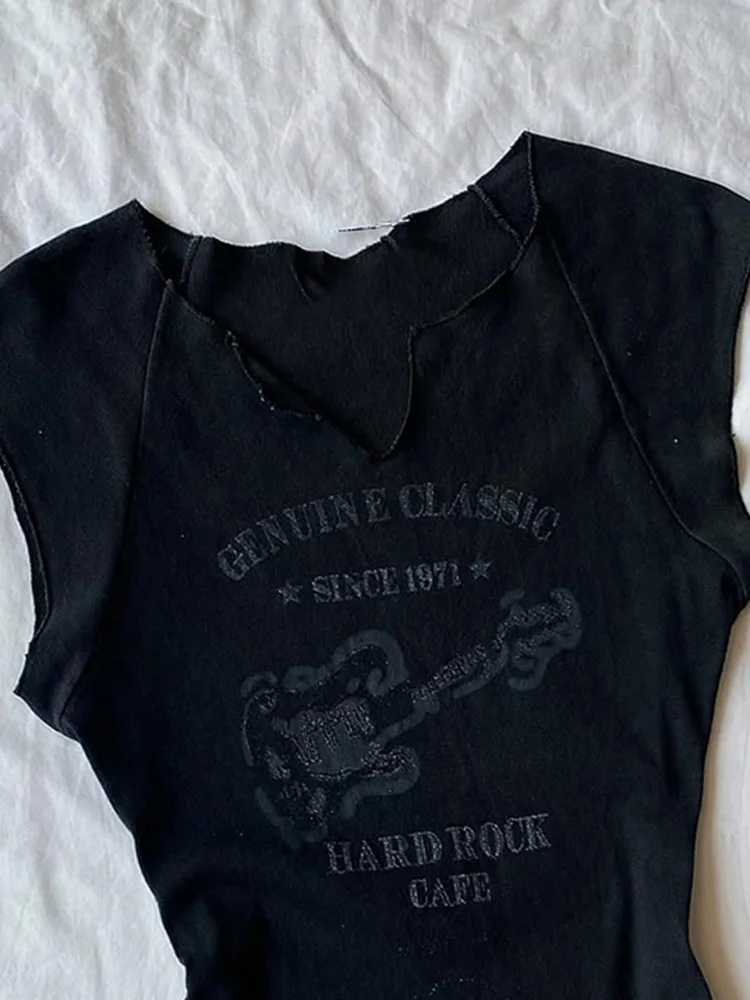 T-shirt da donna Bla Svel dal design retrò originale con estremità floreale, sottile, di lusso, di fascia alta, in cotone, con stampa estiva