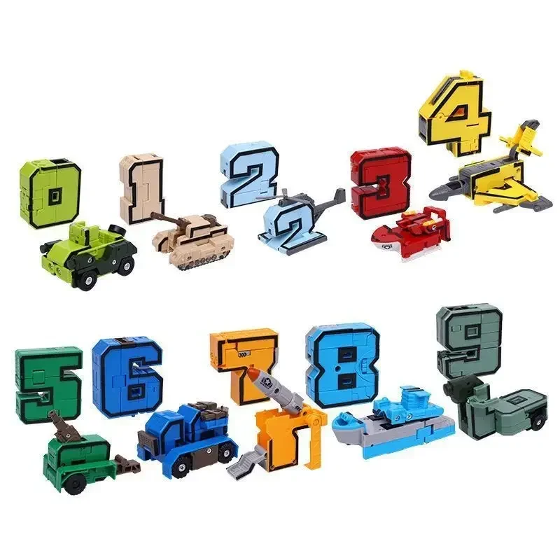 Robot de déformation des chiffres pour enfants, blocs éducatifs créatifs bricolage, assemblage de figurines d'action, transformation, cadeaux pour garçon, 1 pièce