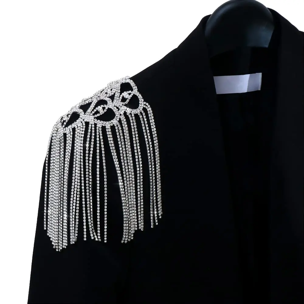 1PC Tassel Shoulder Epaulet Heart Chain Shoulder Badge Brooch Pins for Man Woman Statement Blazer Ceremony Vintage Accessories