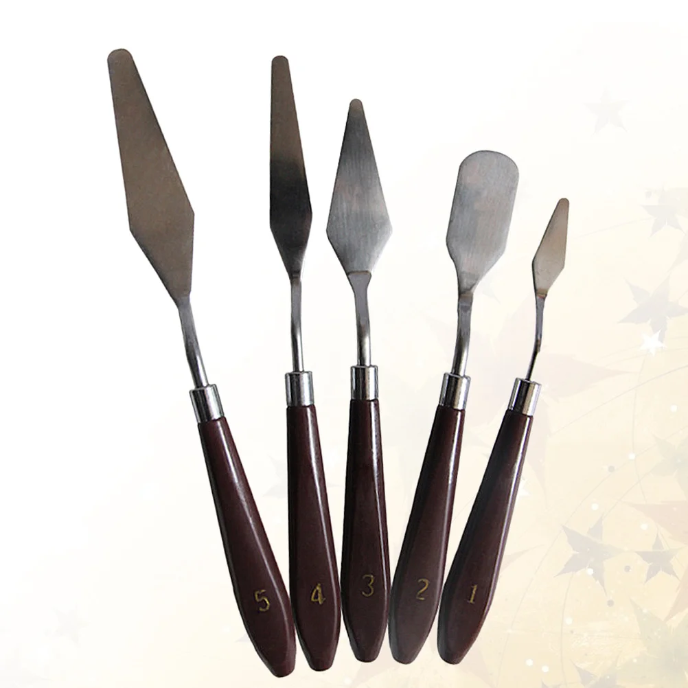 

1 set Stainless Steel Oil Paint Scraper Set Different Sizes Plastic Handle Durable Pigment Mixing Tools For Artists Spatula