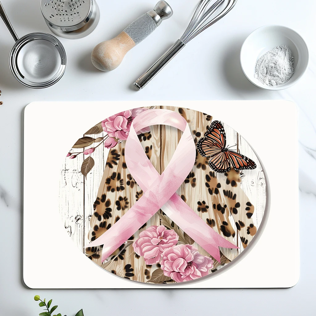 Antiskid Kitchen Absorbent Draining Mat Leopard Print Ribbon Super  Draining Coffee Dish Drying Mat Quick Dry Bathroom Drain Pad