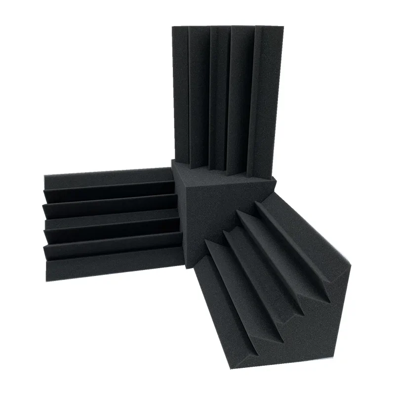 16Pack Acoustic Foam 12Pcs 12x12x24cm Bass Traps + 4Pcs 15x15x15cm Cubes Combination Flame Retardant High Density Corner Unit