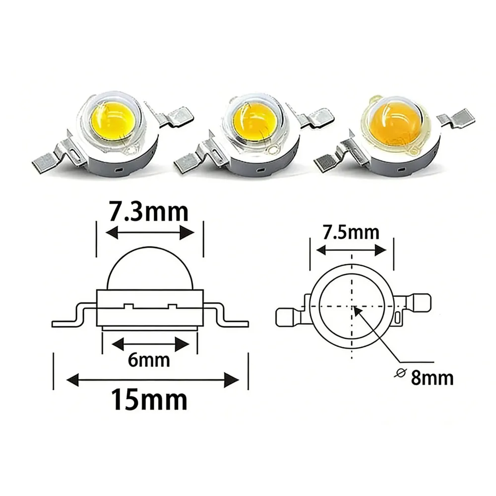 10pcs LED Chip 1W 3W 5W Warm Cool White Red Blue Green Yellow Full Spectrum 660nm 440nm COB Grow Lamp For 1 3 5 Watt Light Beads
