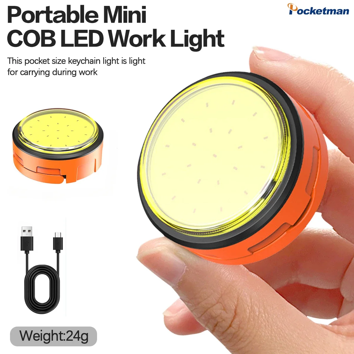 

Portable COB LED Work Light Outdoor Mini Flashlight Multifunctional Camping Lantern Torch Emergency Light with Magnet Base