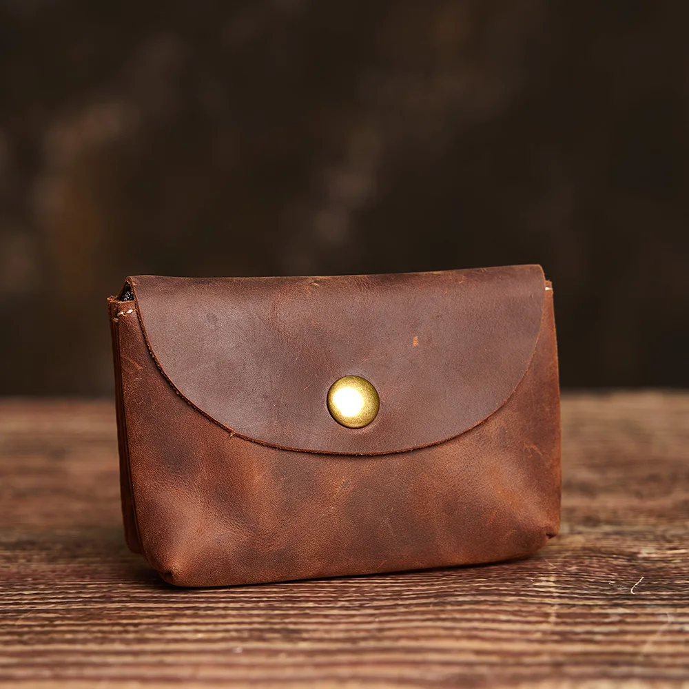 NUPUGOO Echtes Leder Retro Geldbörse männer Doppel Brieftasche Kleine Karte Tasche Männer Und Frauen Universal Münze Schlüssel Tasche – Detail 3