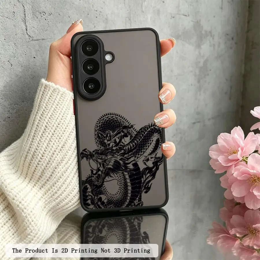 Black Dragon Cartoon Funda Back Phone Cover Case for Samsung Galaxy S26 S21 S25 Ultra S22 S23 FE S20 FE S24 Plus Note 20 Ultra