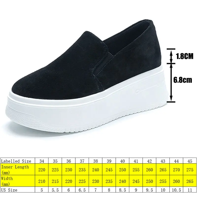 Fujin 8.6cm Pigskin Leather Platform Wedge Sneakers Women Shoes Slip on  Ankle Summer Chunky Heels Fashion Ladies Comfy Flats