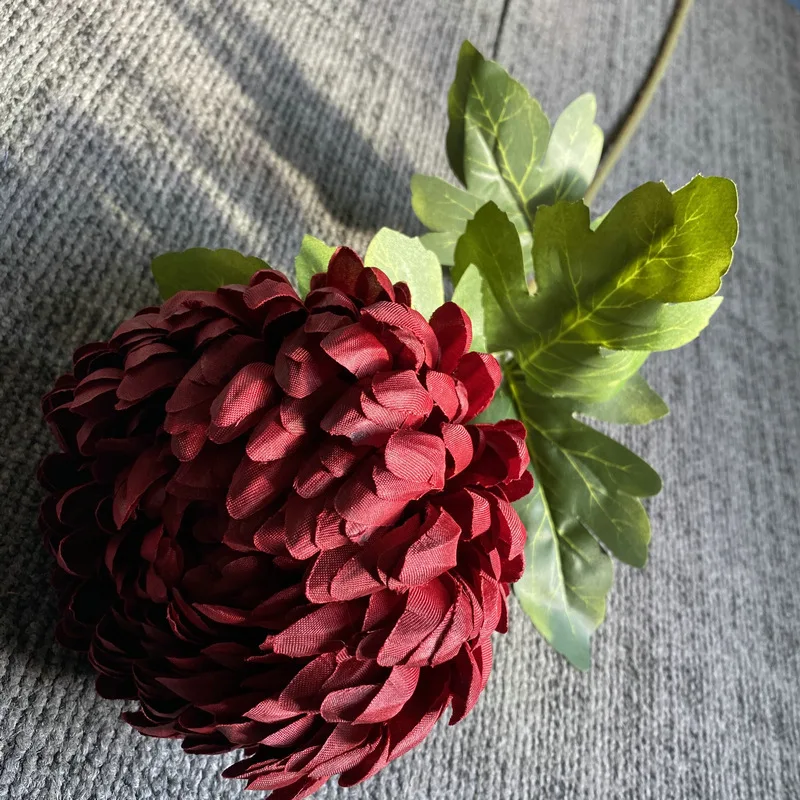 Kunstmatige chrysanthemumbloem met enkele steel, levensechte nepbloei - levendige kleuren, duurzaam materiaal, perfect voor woondecoratie