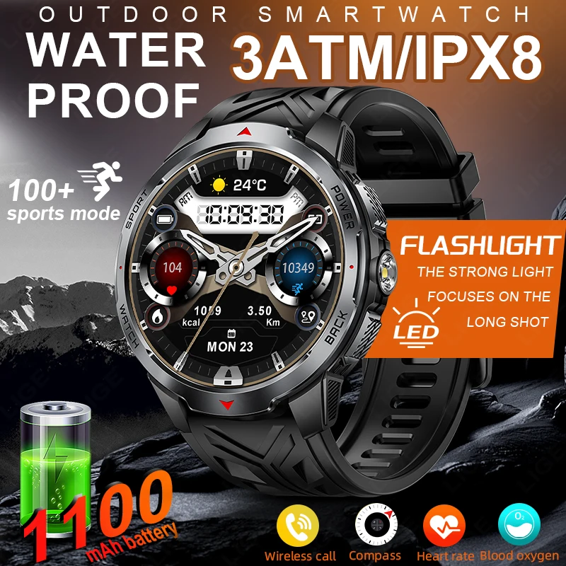 

LIGE Smartwatch 1100mAh Massive Battery, Bluetooth Call, Voice Assistant, Fitness Tracker, IP68 Waterproof for iOS Android (126