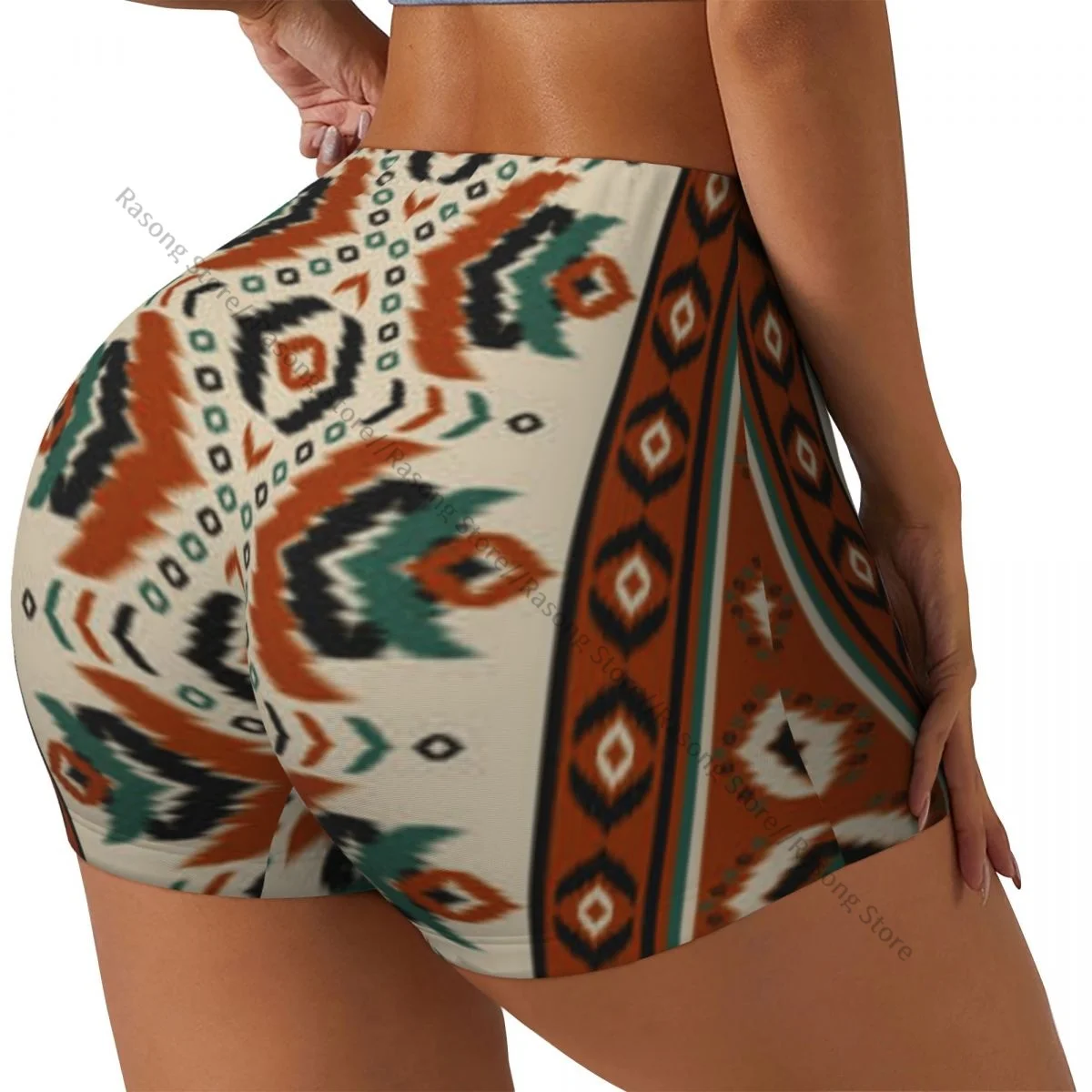 

Женские шорты для йоги в этническом племени в народном мексиканском стиле, скребок, подтяжка ягодиц, комфортный фитнес-зал