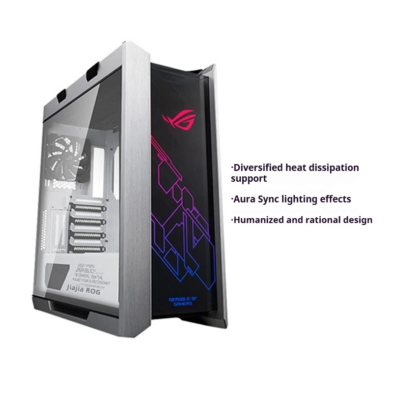 هيكل سطح المكتب Rog Gx601 Rgb هيكل شفاف جانبي كامل البرج Atx مبرد بالماء ملحقات ألعاب الرياضة الإلكترونية هيكل المضيف