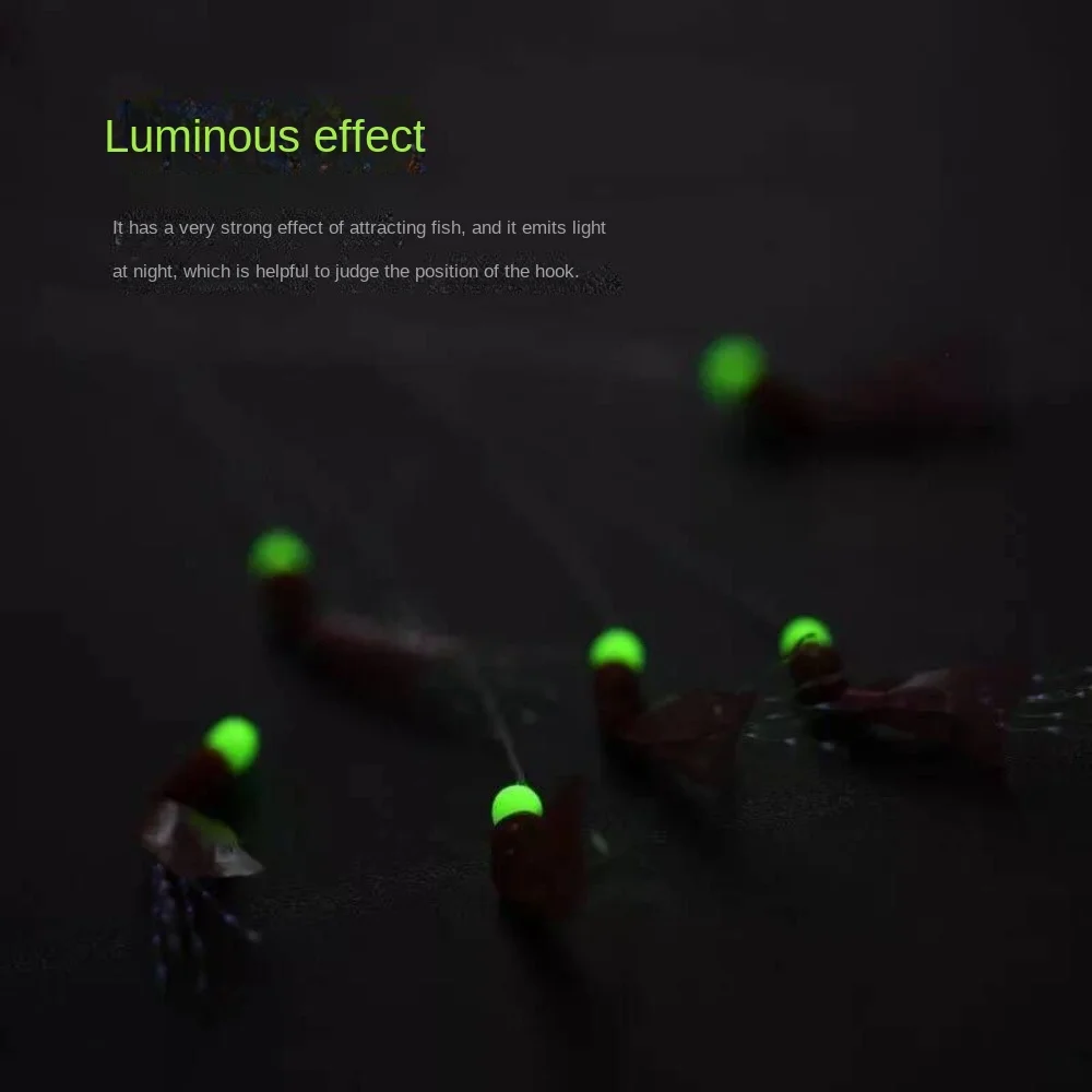 6pcs Artificial Sabiki String Hook Rig 9 Sizes Luminous Bean Bionic String Hook Rubber Lure Bait Tackle