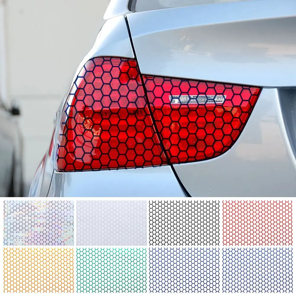 New Honeycomb Sticker Creative Reflective Material Tail-lamp Decal Car Rear Tail Light Cover Auto Car Styling Exterior Accessory