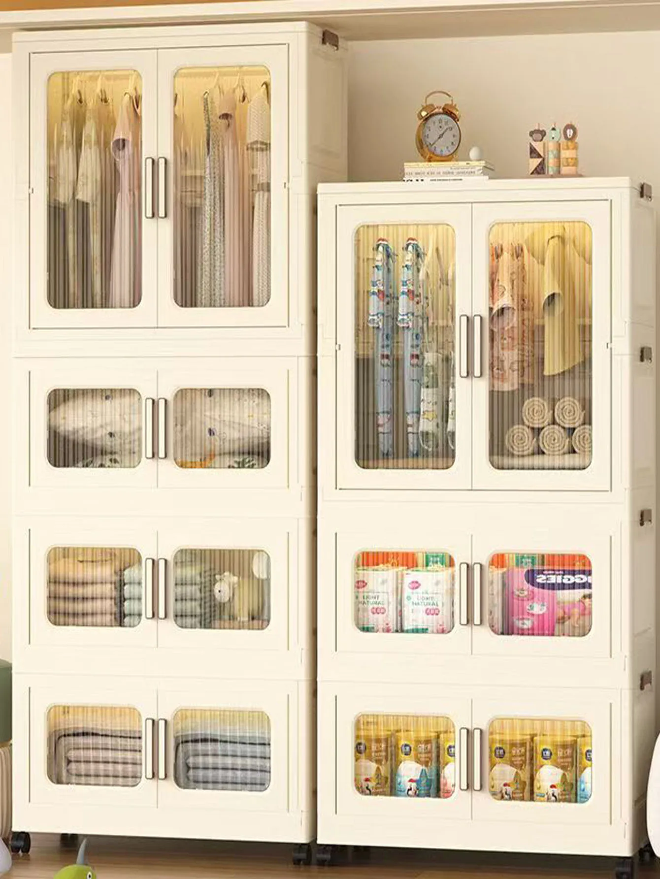 Folding storage cabinet home clothes storage cabinet multi-layer simple baby wardrobe plastic living room miscellaneous stora