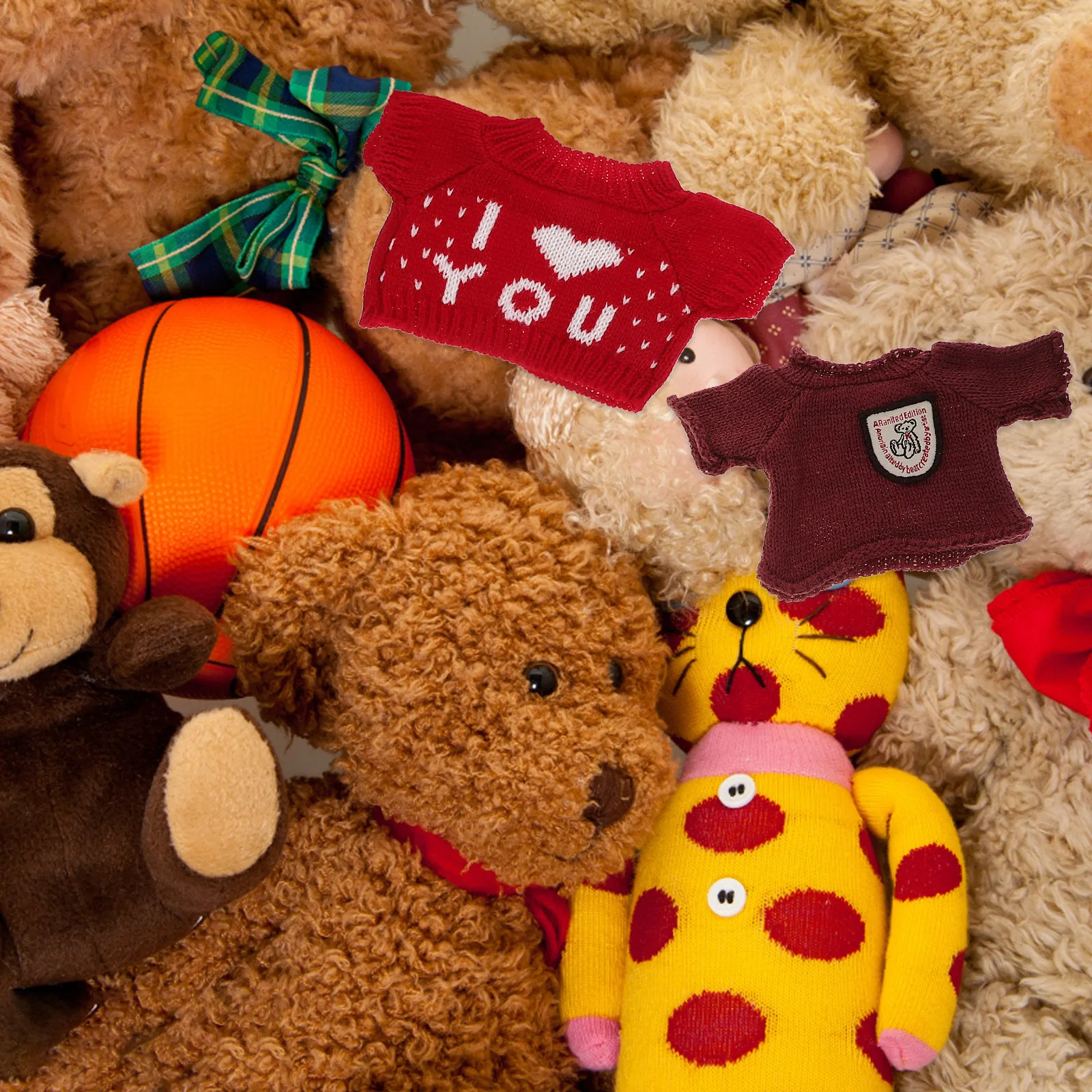 

Набор из 5 предметов одежды для медведей из шерстяной пряжи: креативный, милый, ручной работы, многоразовый, мягкий костюм для девочек, детей, подарок на праздник