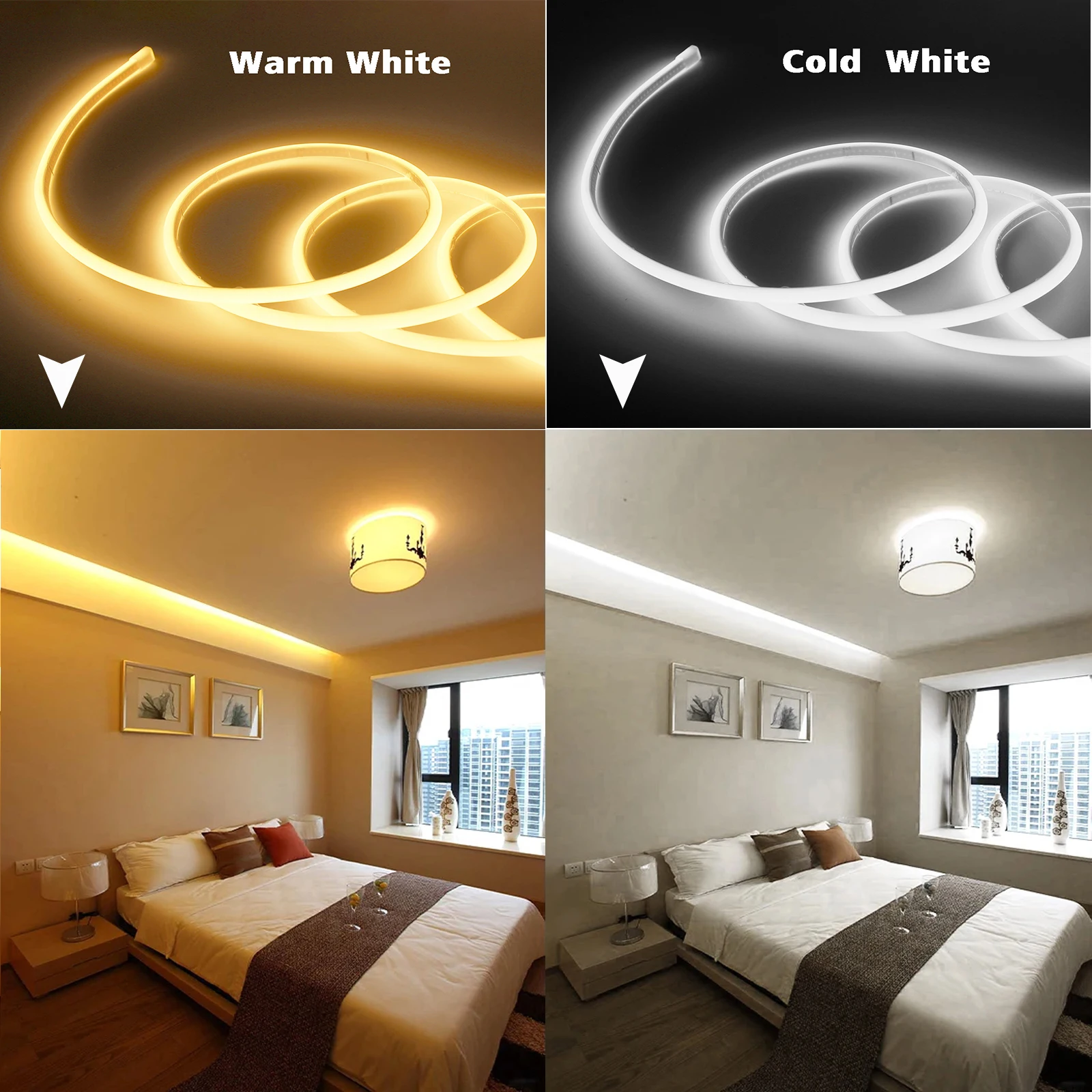 Striscia LED COB 220V, impermeabile IP65, striscia flessibile 220V, per camera, camera da letto, cucina e illuminazione da giardino esterno