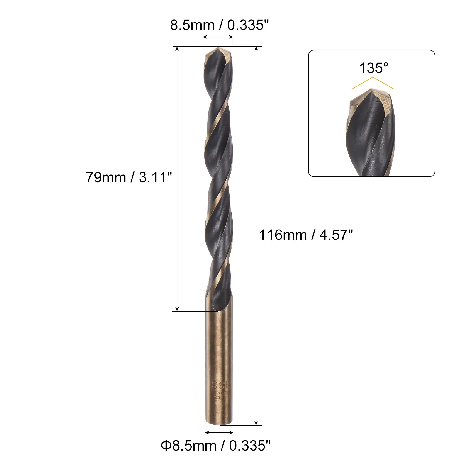 2pcs High Speed Steel Twist Jobber Drill Bit 7/8/9/10/11/12/13mm Titanium Nitride Coated M2 for Handheld Drills Drilling Machine