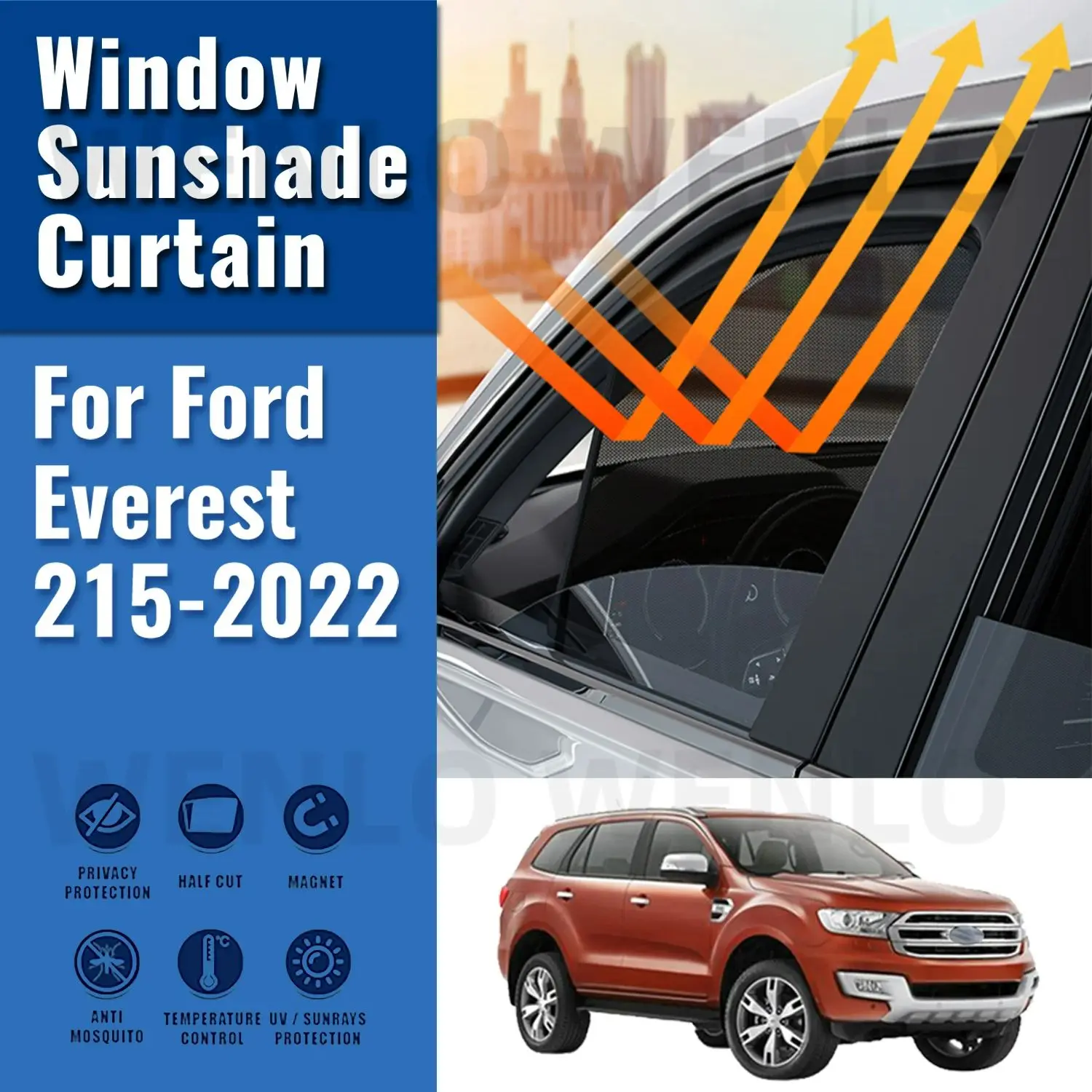 

For Ford Everest 2015-2020 2021 2022 Magnetic Car Sunshade Shield Front Windshield Curtain Rear Side Baby Window Sun Shade