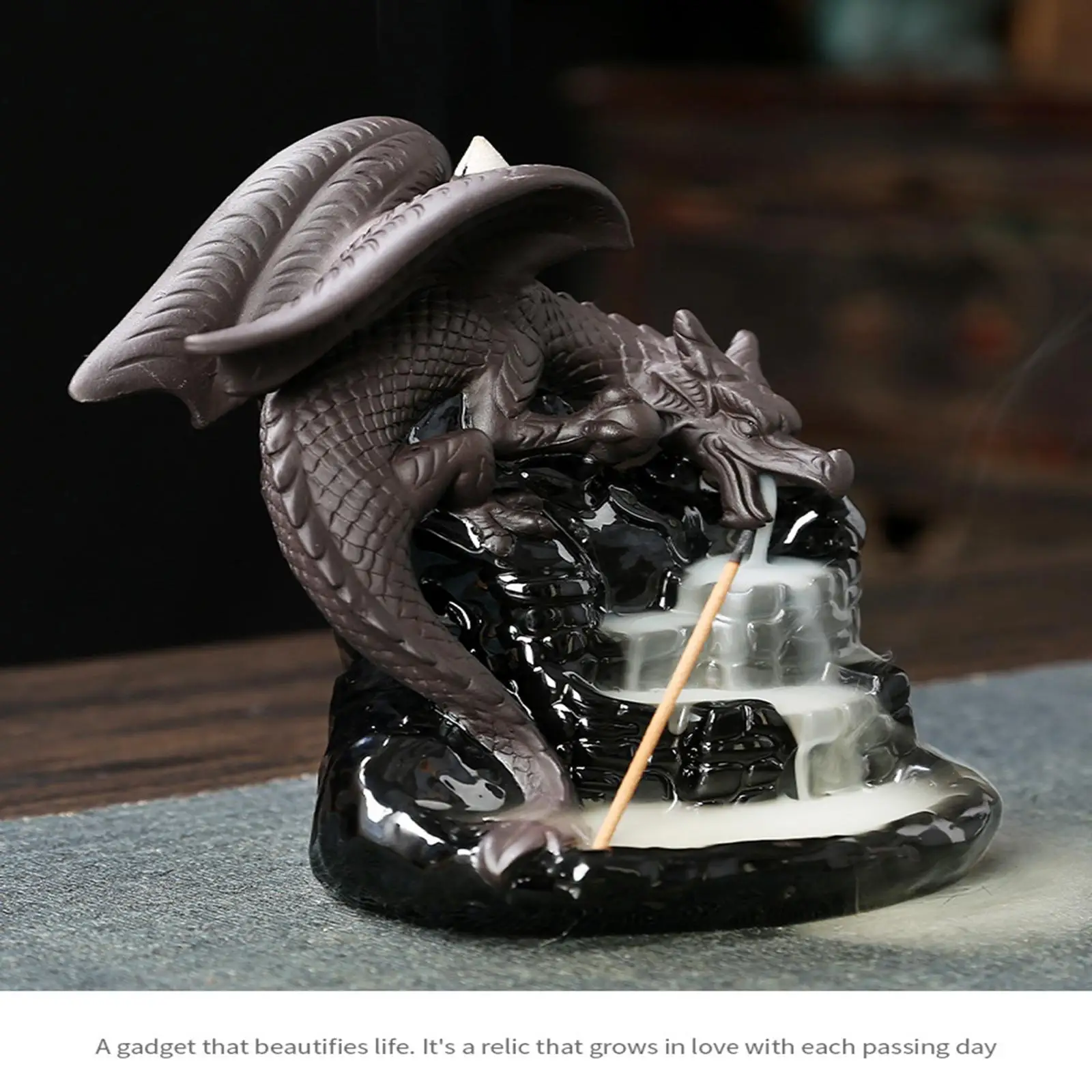 Backflow Incense Burner Dragon Waterfall Incense Burner for Table Meditation