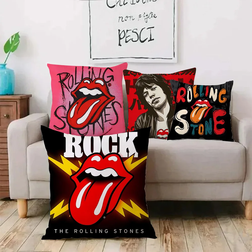 Pillow Covers Cartoon R-RollingS Sofa Decorative Home Double-sided Printing Short Plush Cute Cushion Cover S-Stones