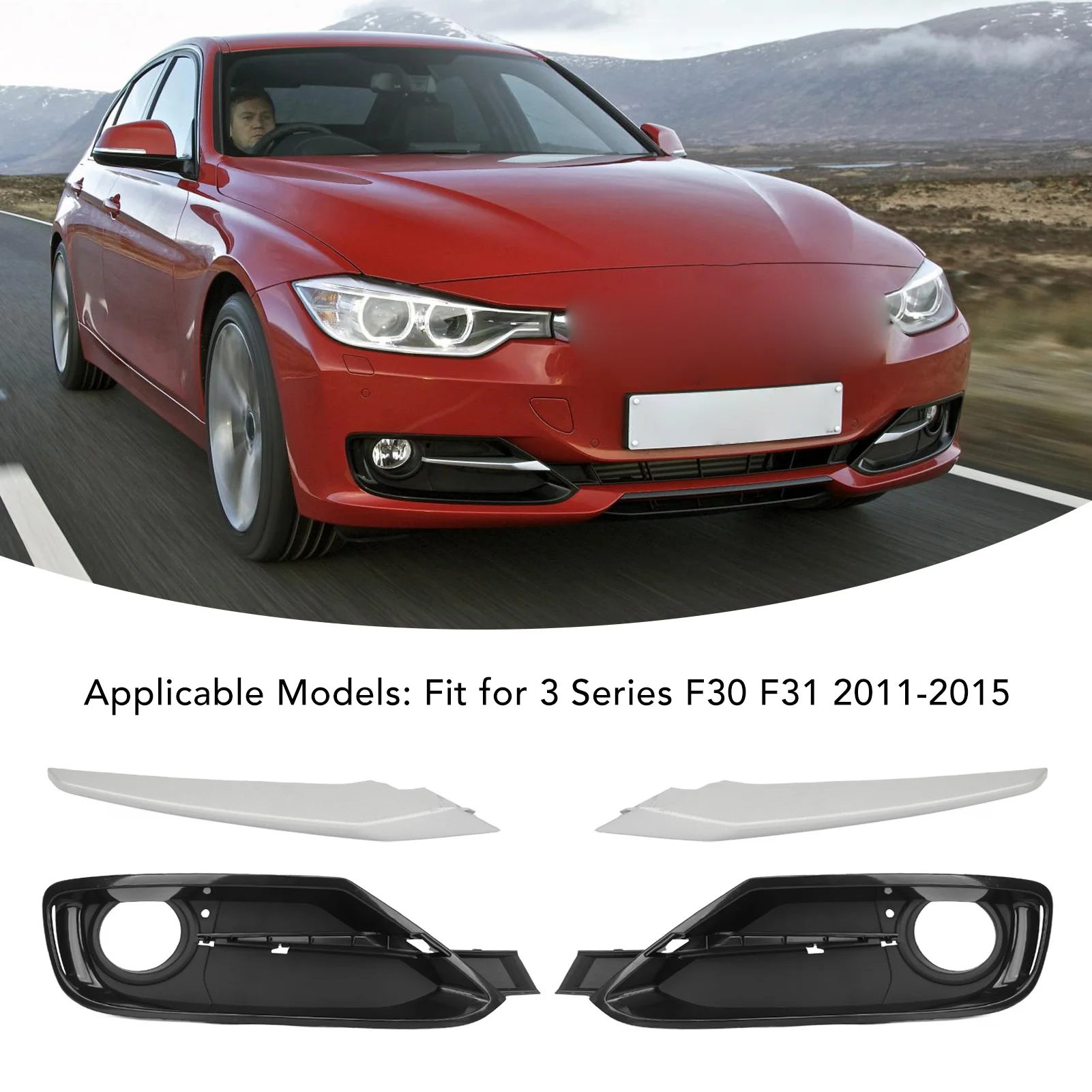 

Комплект из 4 накладок на решетку противотуманных фар для BMW 3 серии F30 F31 2011-2015, артикул 51117293105