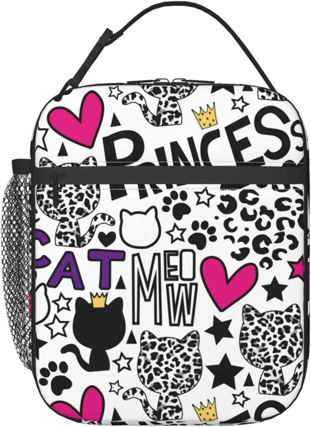 Lunch Bag Men Women Cartoon Cat Cat Princess Lunch Bags Reusable Insulated Thermal Lunch Box Portable Tote Bag Picnic