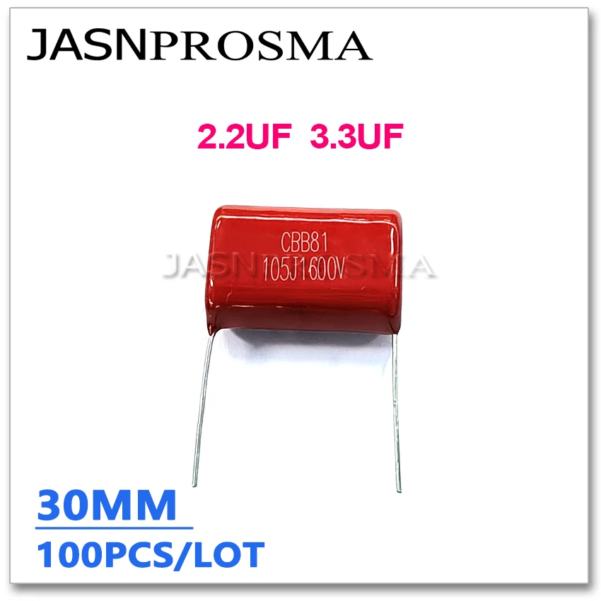 

JASNPROSMA CBB capacitor pitch 30MM 400V 630V 100PCS 2.2UF 3.3UF 225J 335J 5% Metallized Film Capacitance