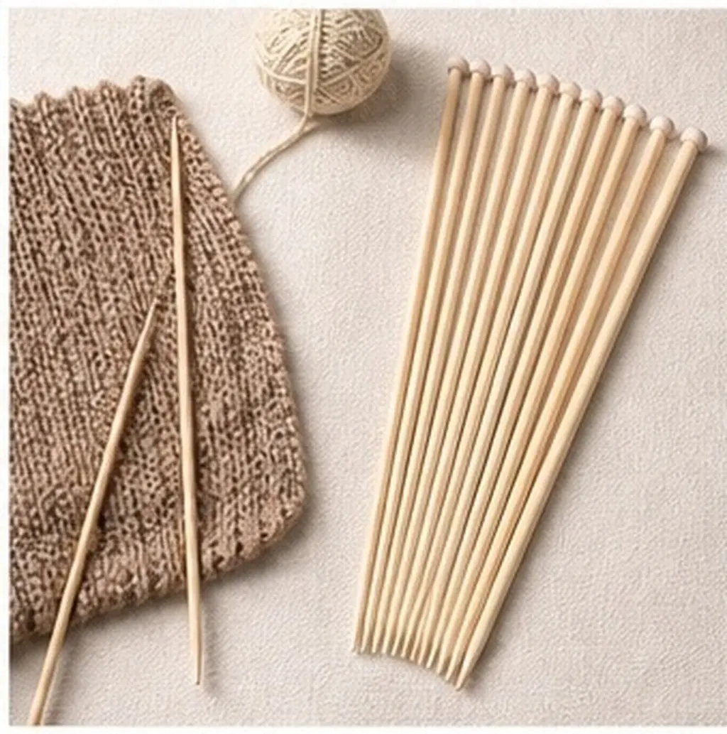 36Pcs Bamboo Knitting Needles Set 12Cm Single Pointed Straight Needles Eco Friendly Lightweight Smooth for DIY Knitting Beginner